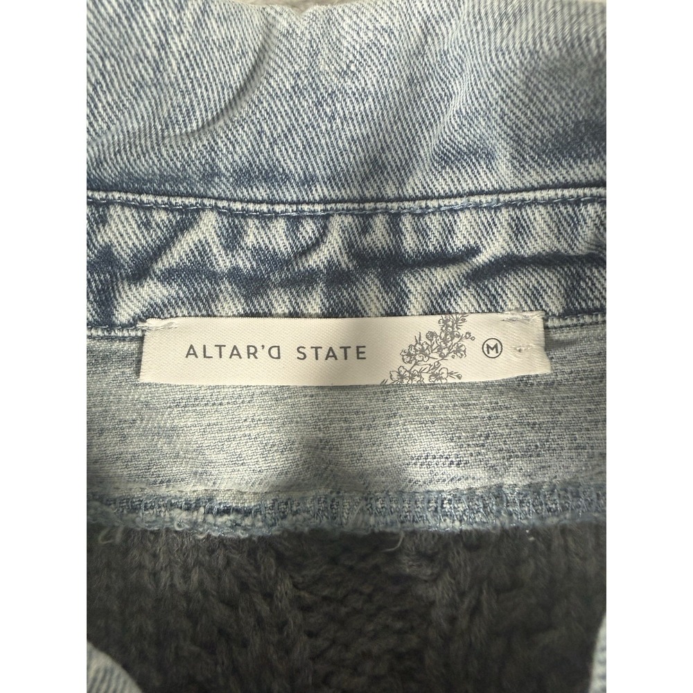 Altar'd State Layered Sweater Denim Shirt Women's Medium Cable Knit 2 Fer Top - Picture 5 of 10